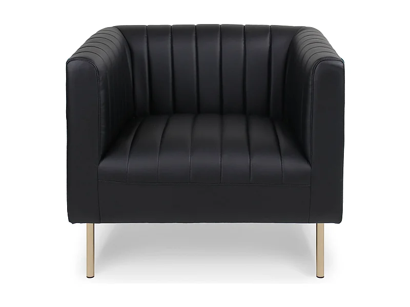 Fauteuil moderne à coutures verticales Sacramento Simili Noir