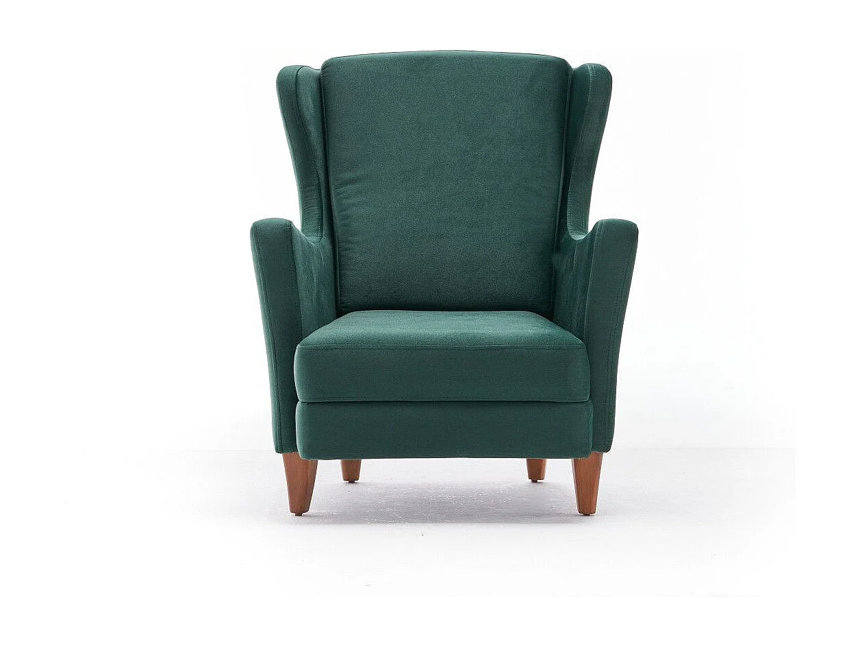 Sillón Elegante – 77x98x80 cm – Verde – Madera de Haya y Terciopelo 100% Poliéster