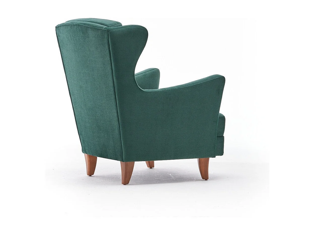 Sillón Elegante – 77x98x80 cm – Verde – Madera de Haya y Terciopelo 100% Poliéster
