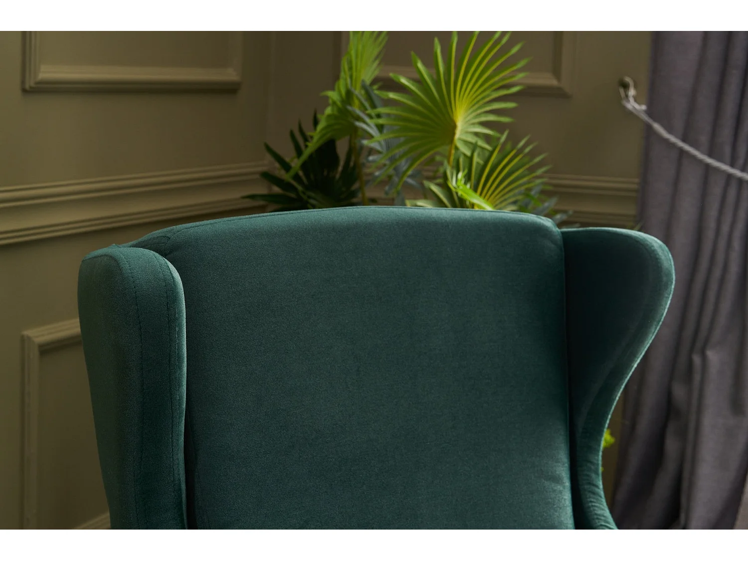 Fauteuil Fernanda Bois massif Naturel et Tissu Vert