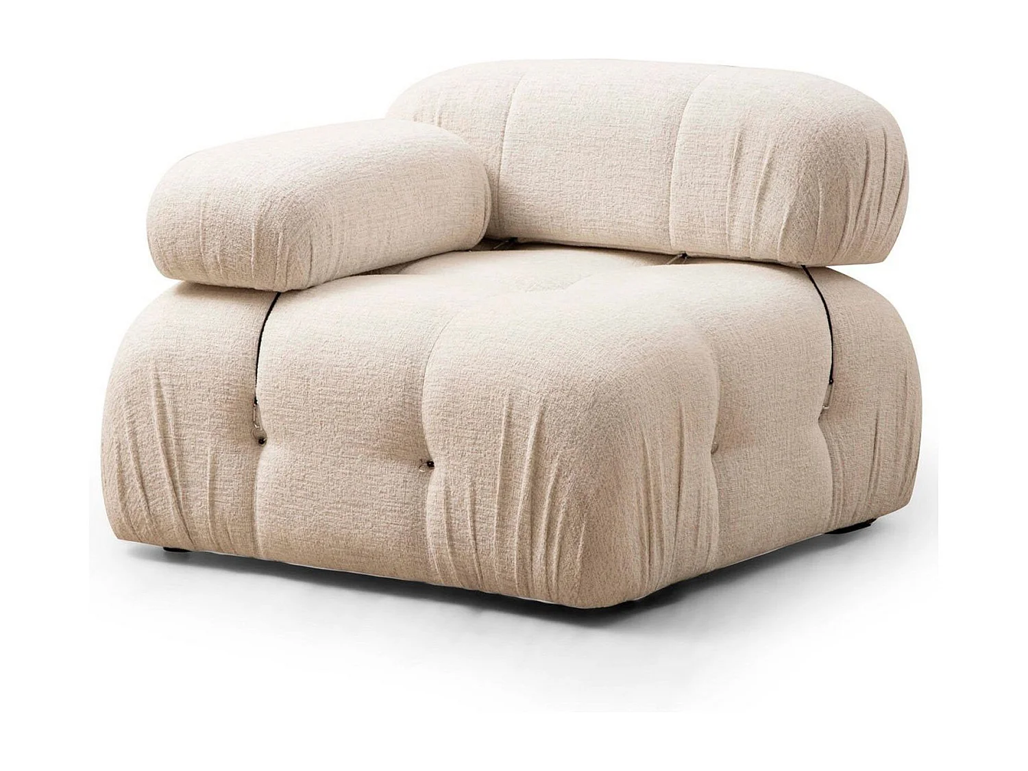 Eleganter 1-Sitzer-Sessel, cremefarben, 95x95x75 cm | Struktur aus Buchenholz und Spanplatte, 100 % Polyester, abnehmbare Rückenlehne und Ar