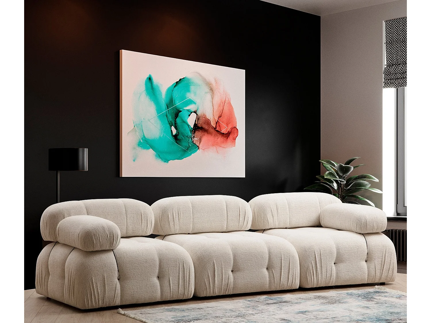Eleganter 1-Sitzer-Sessel, cremefarben, 95x95x75 cm | Struktur aus Buchenholz und Spanplatte, 100 % Polyester, abnehmbare Rückenlehne und Ar