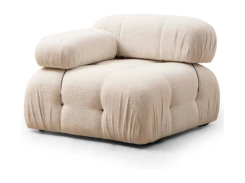 Poltrona elegante de 1 lugar, cor creme, 95x95x75 cm | Estrutura em madeira de faia e aglomerado, 100% poliéster, encosto e braço removíveis | Perfeit