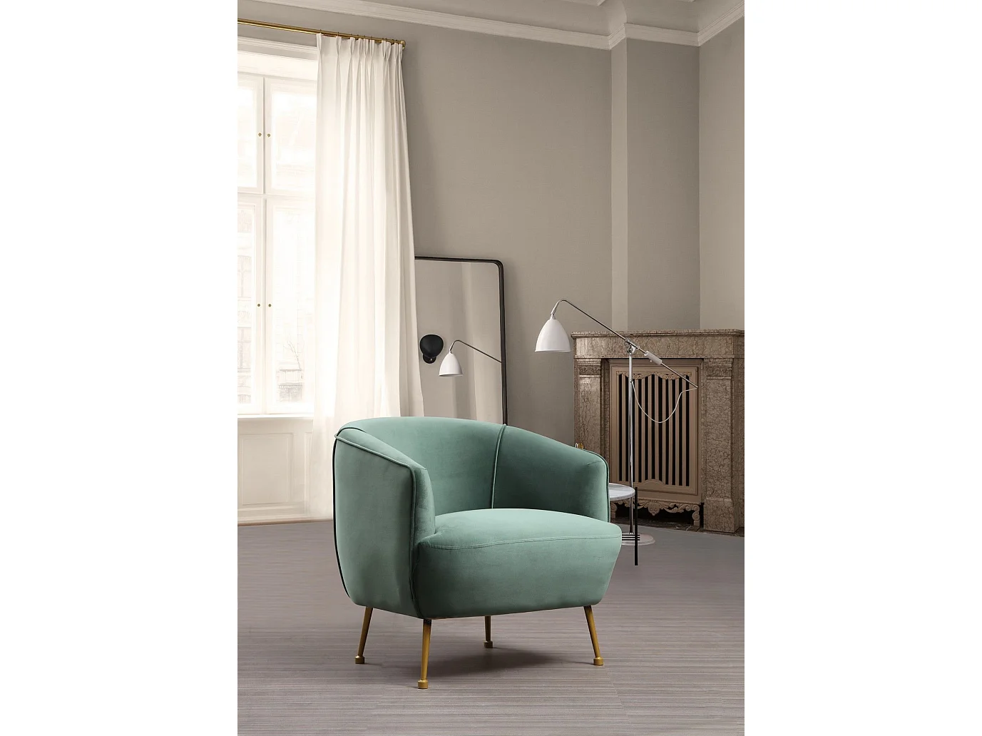 Sillón Altadena 465, Verde, 75x83x72cm, Tapiz, Patas: Metal