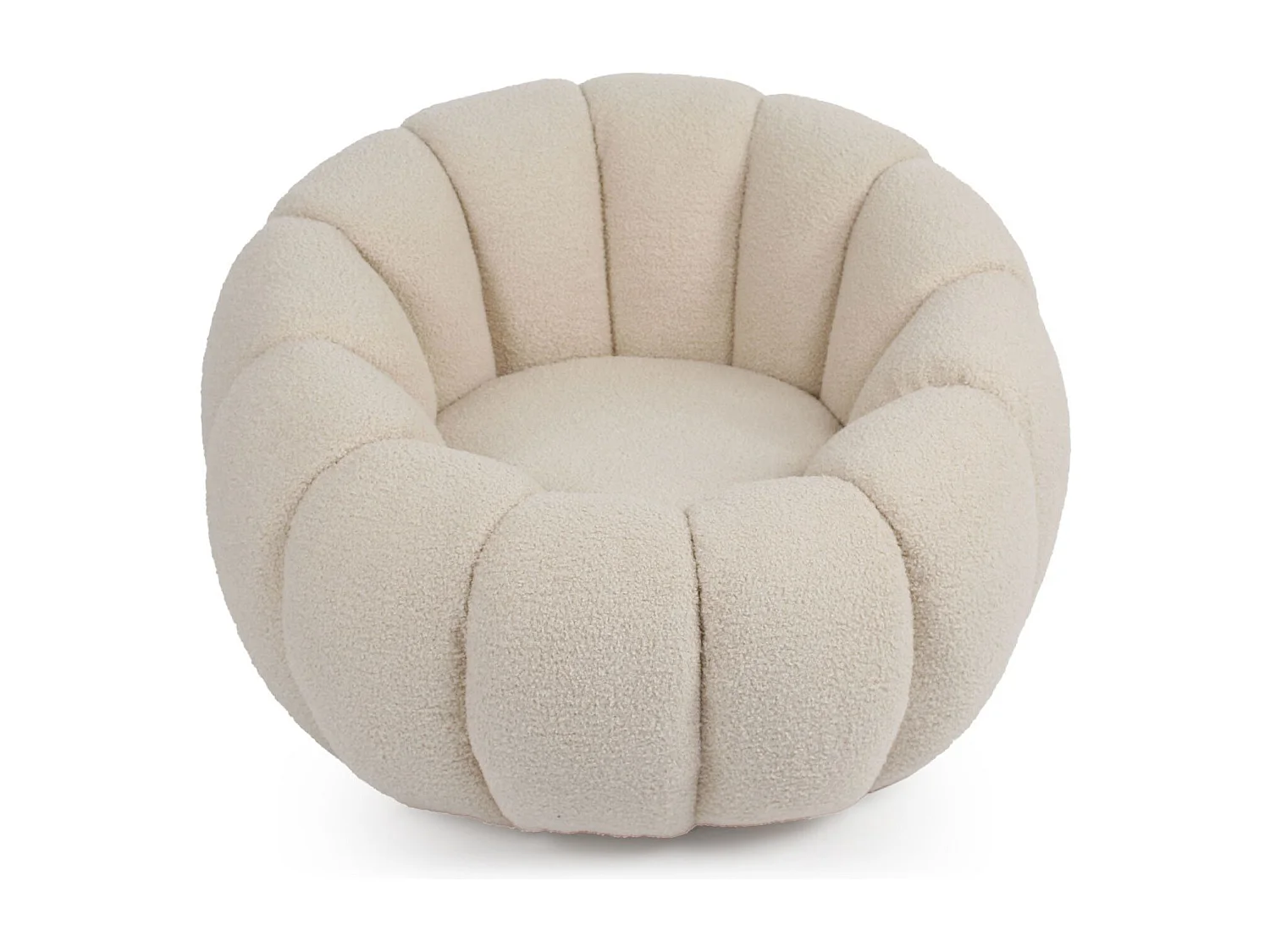 Fauteuil design coquillage Horizan Tissu bouclette Crème