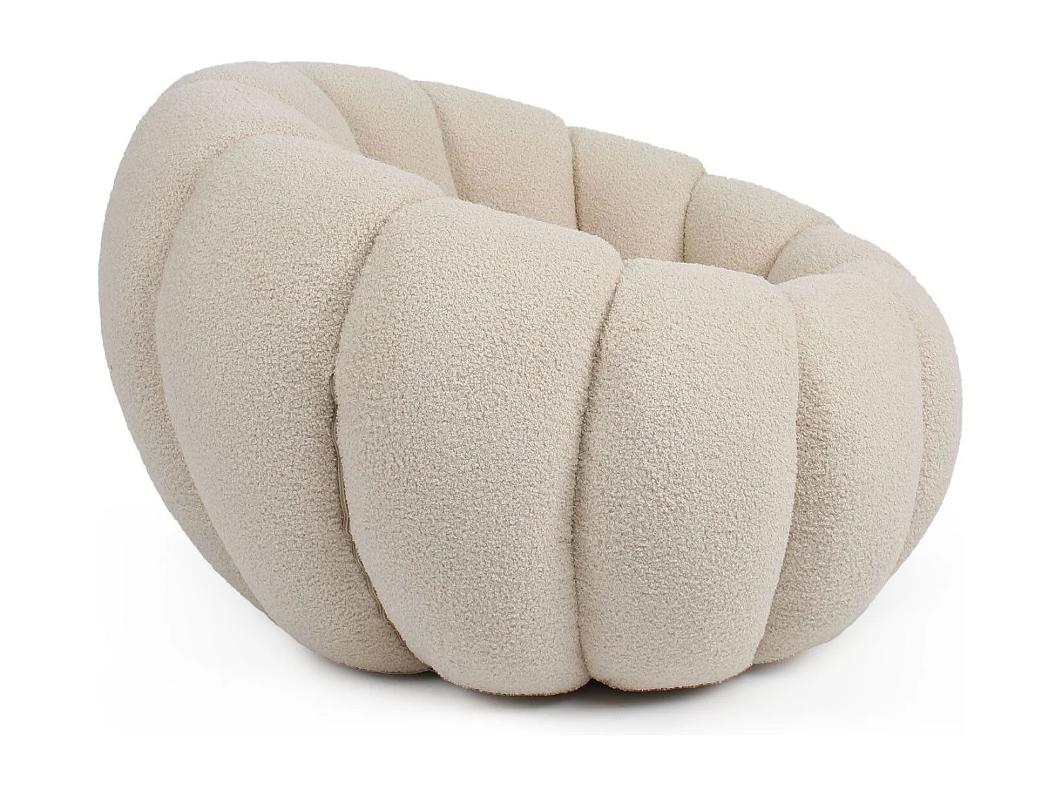 Fauteuil design coquillage Horizan Tissu bouclette Crème