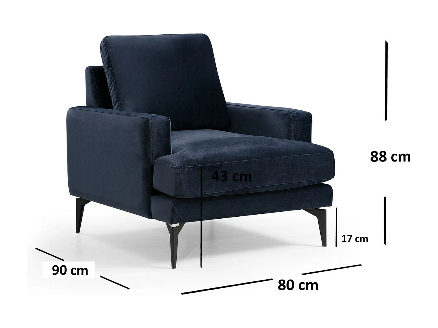 Fauteuil Narchis Velours Bleu marine