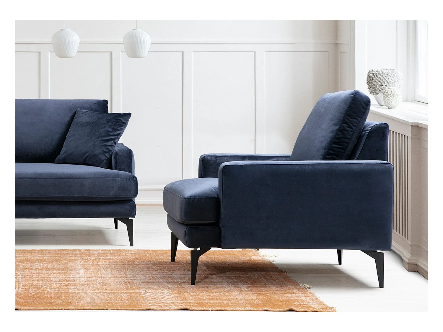 Fauteuil Narchis Velours Bleu marine