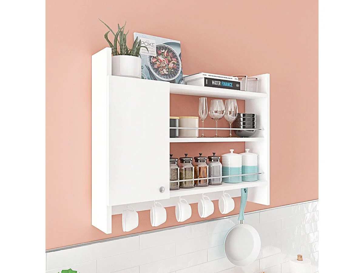 Etagère de cuisine murale suspendue blanc L85 cm - KNERR