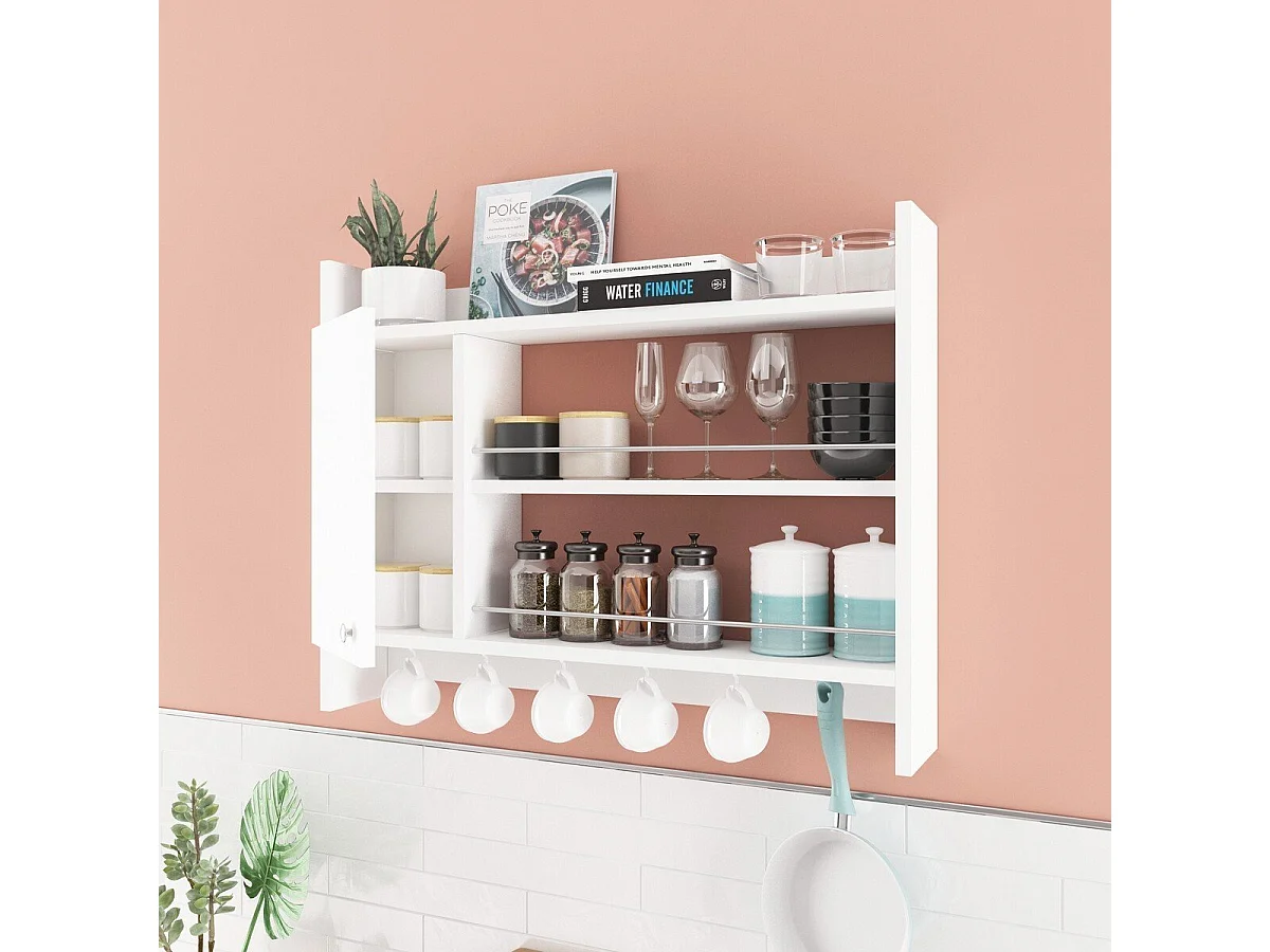Etagère de cuisine murale suspendue blanc L85 cm - KNERR