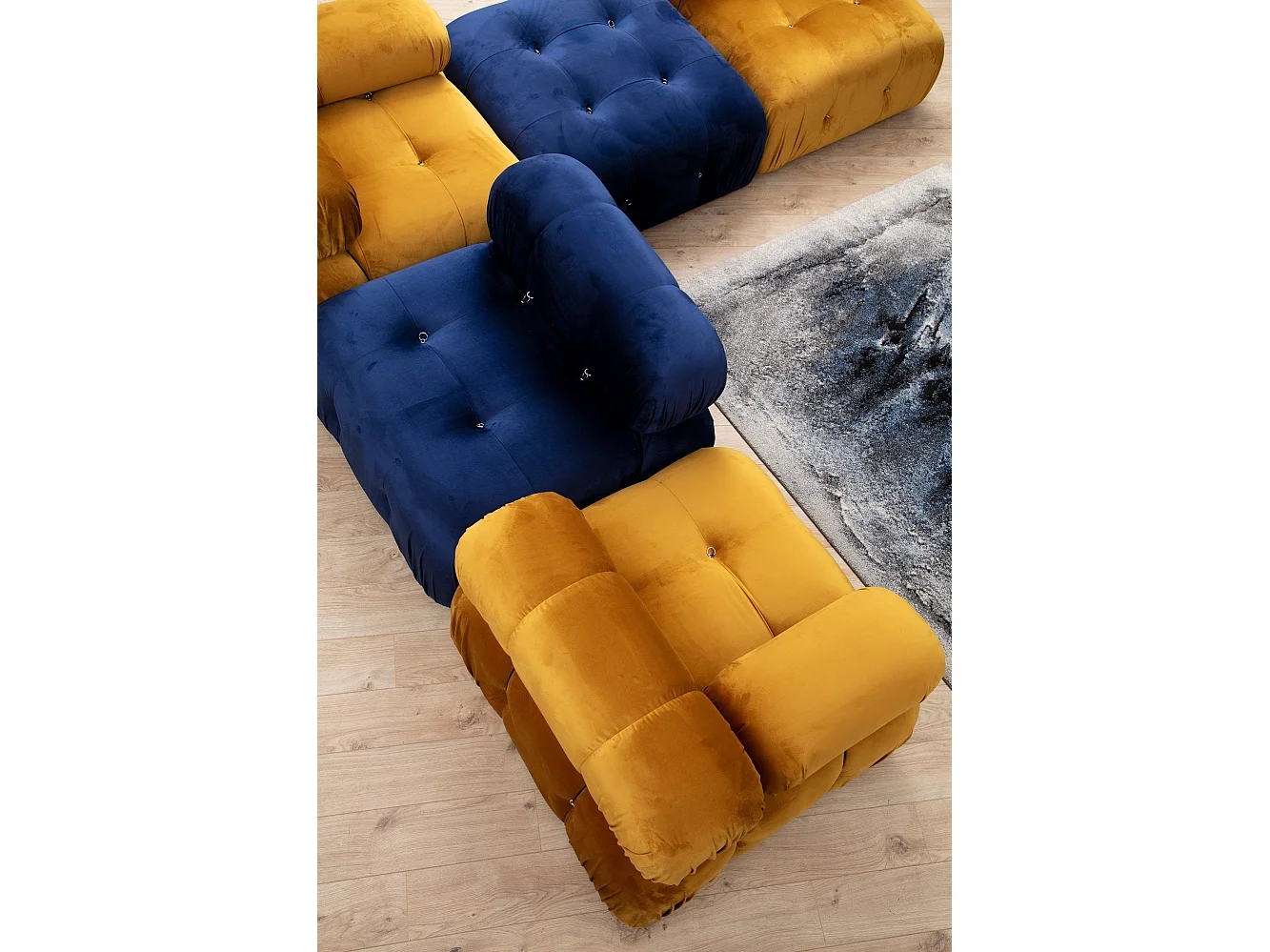 Fauteuil ou module 1 place Nourhane Velours Bleu foncé