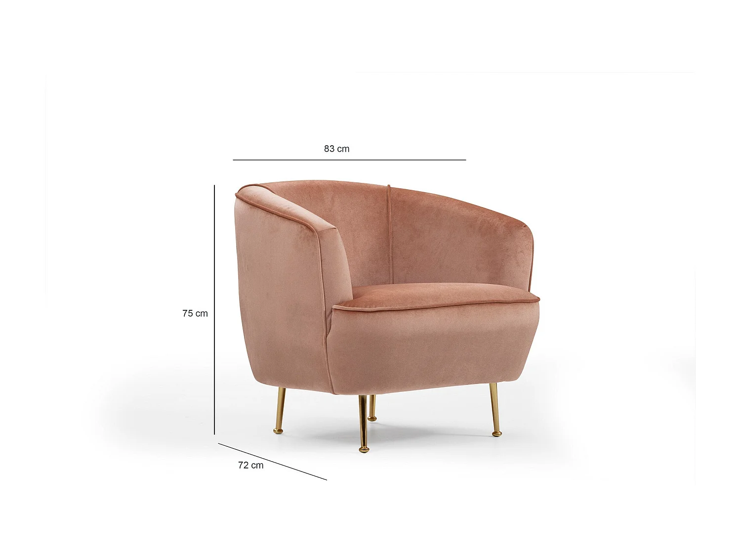 Fauteuil Jorge Métal Or et Velours Rose