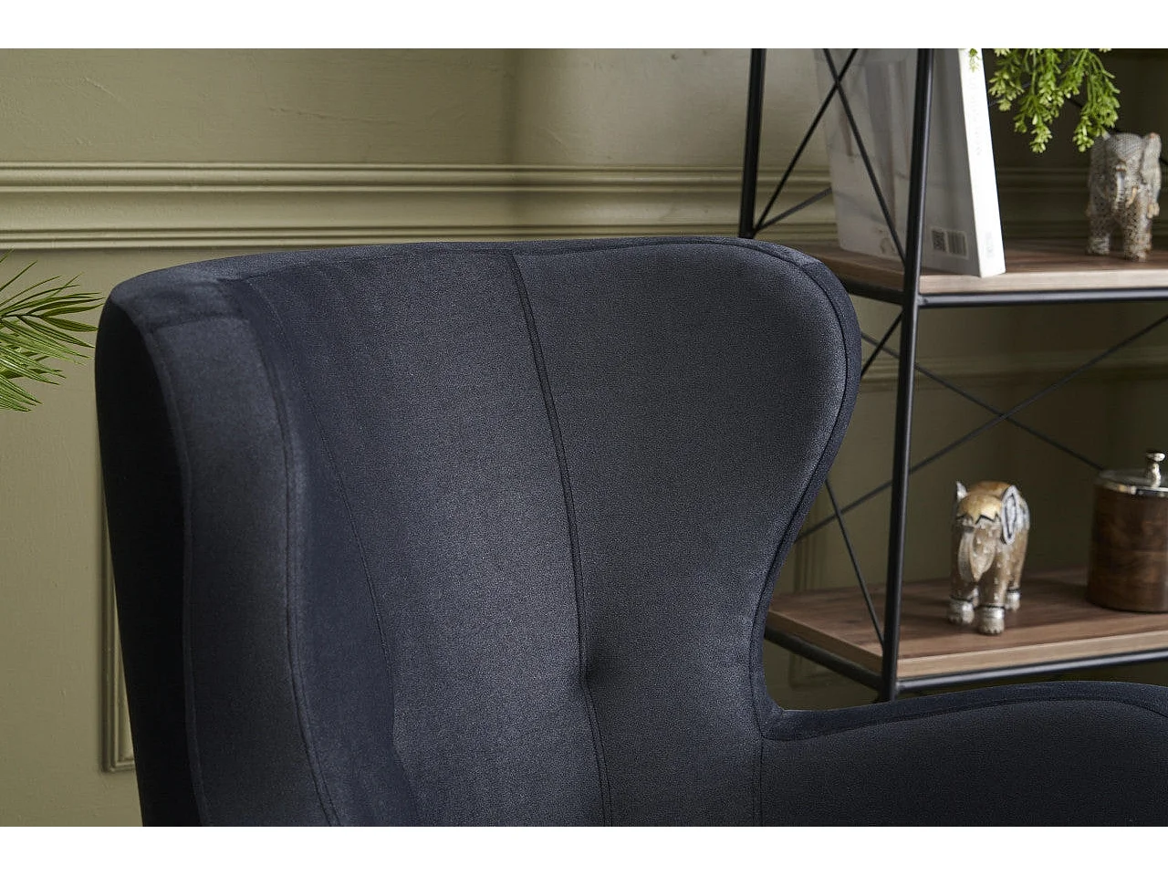 Poltrona Elegante – 73 x 87 x 80 cm – Antracite – Madeira de Carpa e Faia