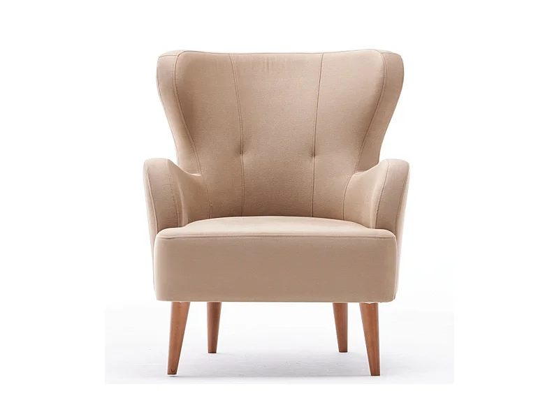 Sillón Altadena 458, De color marrón claro, 87x73x80cm, Tapiz, Patas: Madera