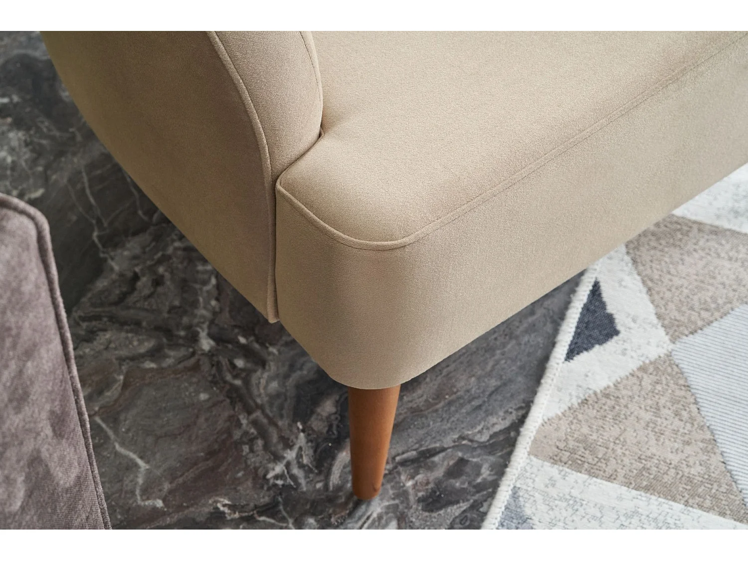 Fauteuil classique Goat Velours Blanc crème