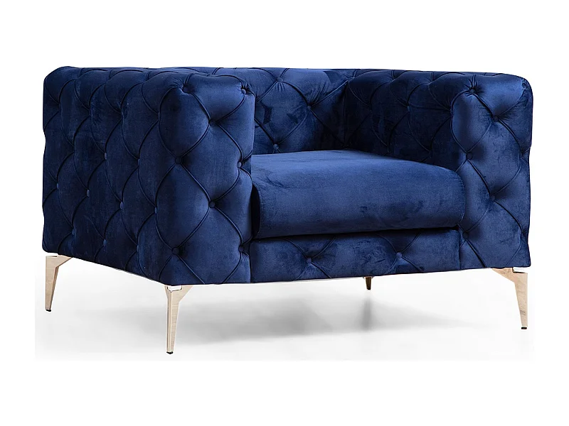 Fauteuil capitonné avec coussin Alykes Velours Bleu marine