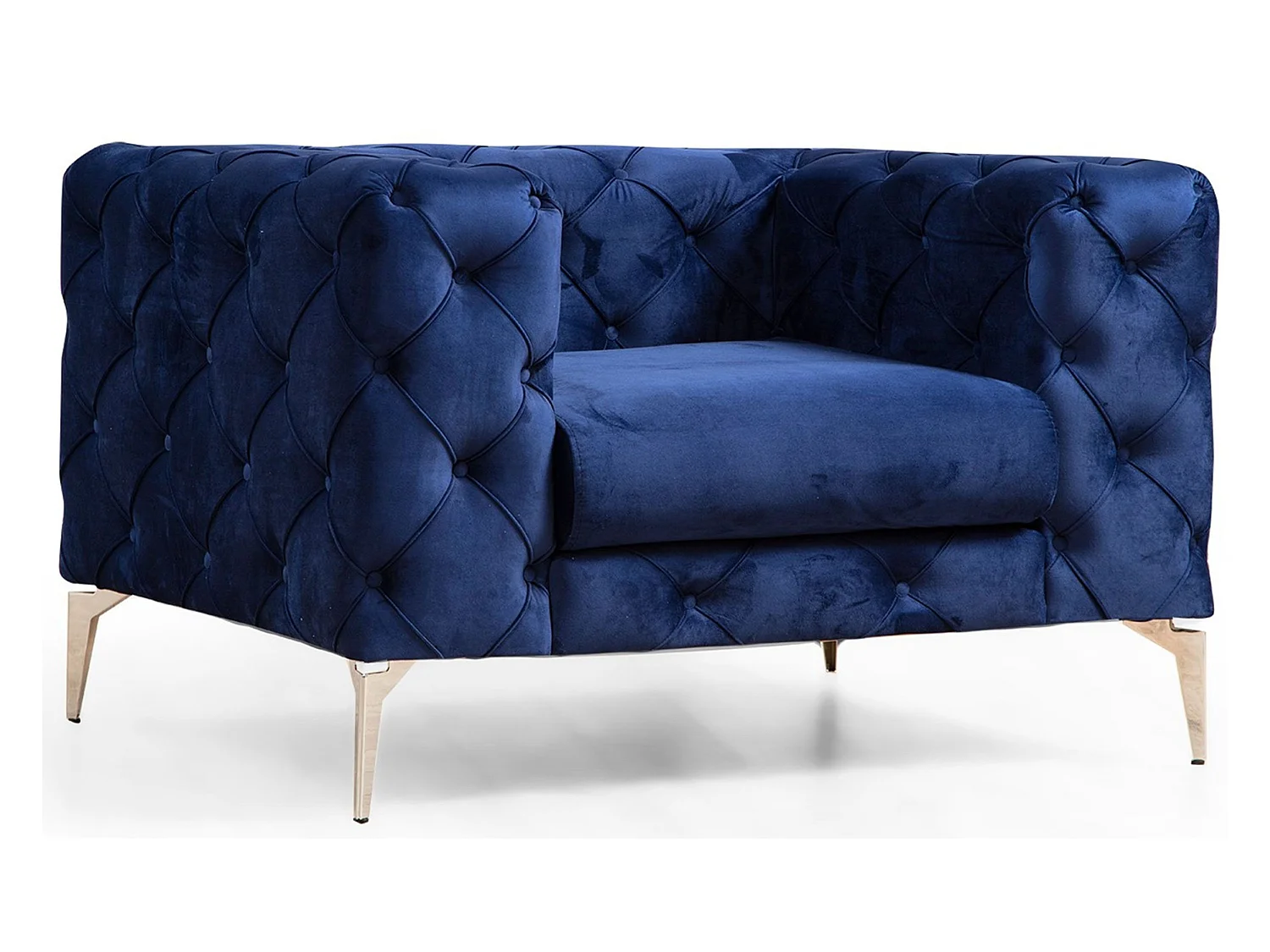 Fauteuil capitonné avec coussin Alykes Velours Bleu marine