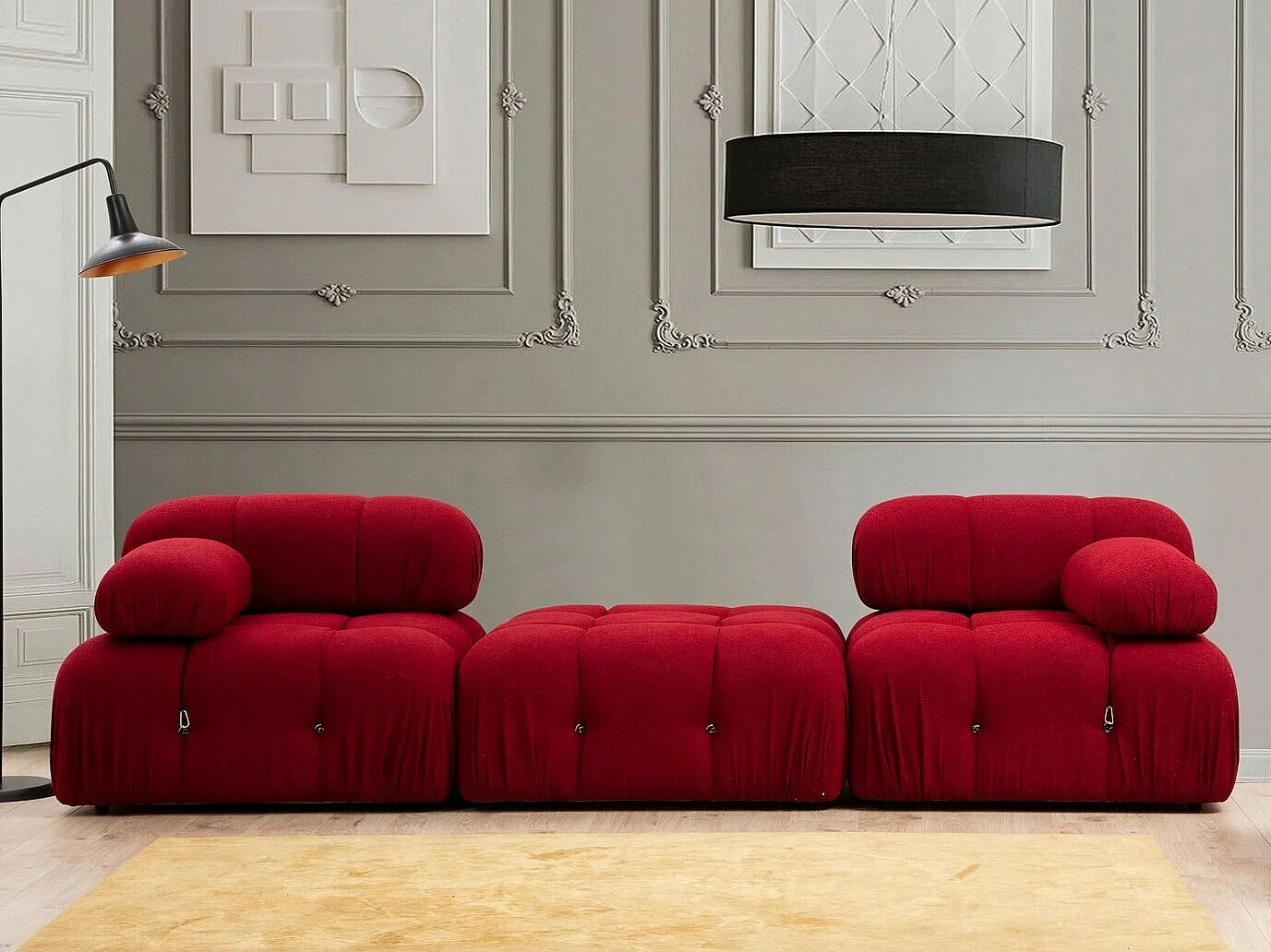 Sillón modular Altadena A105, Rojo, 75x95x95cm, Tapiz, Patas: Plástico
