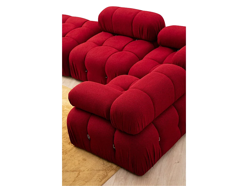 Sillón modular Altadena A105, Rojo, 75x95x95cm, Tapiz, Patas: Plástico