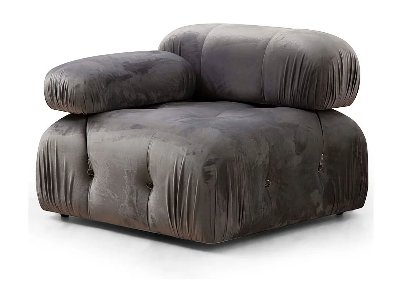 Poltrona elegante de 1 lugar, cinza, 95 x 95 x 75 cm | Estrutura em madeira de faia e aglomerado, 100% poliéster, encosto e braço removíveis | Perfeit