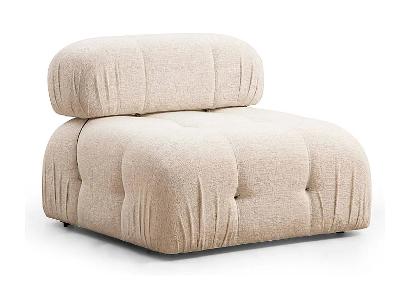 Poltrona elegante de 1 lugar, creme, 95 x 95 x 75 cm | Estrutura em madeira de faia, 100% poliéster, encosto removível, espuma macia | Perfeito para d