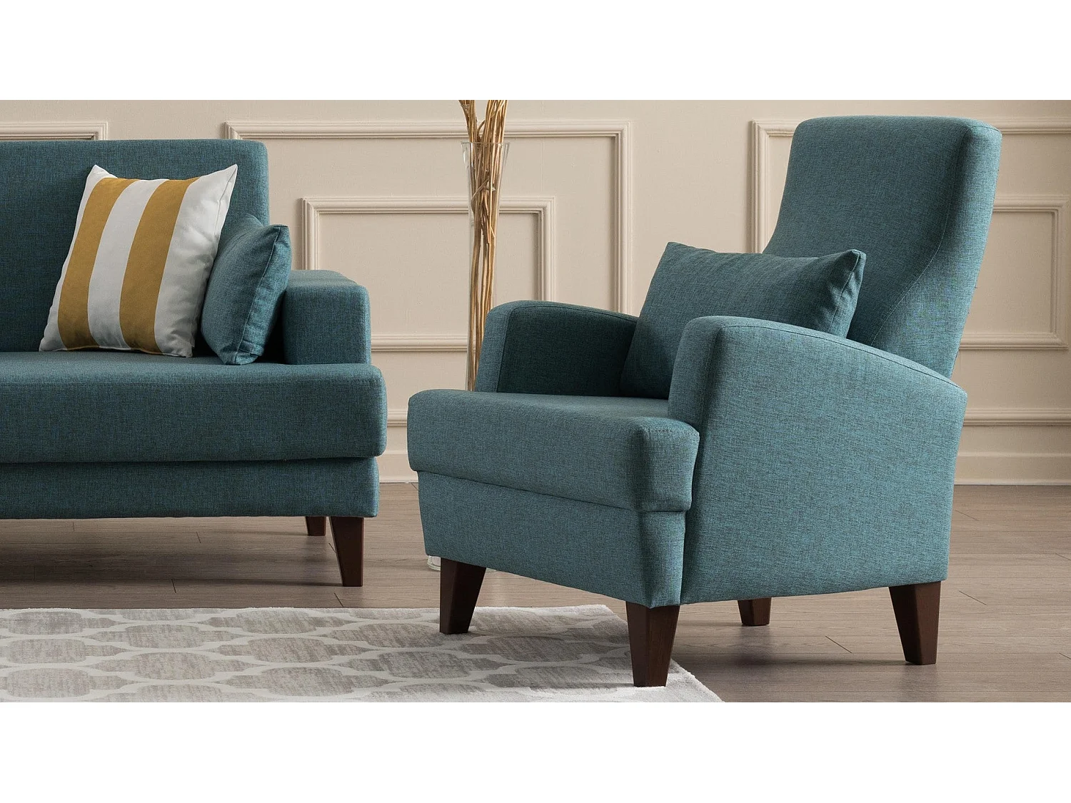 Sillón Altadena 474, Turquesa, 91x76x87cm, Tapiz, Patas: Plástico