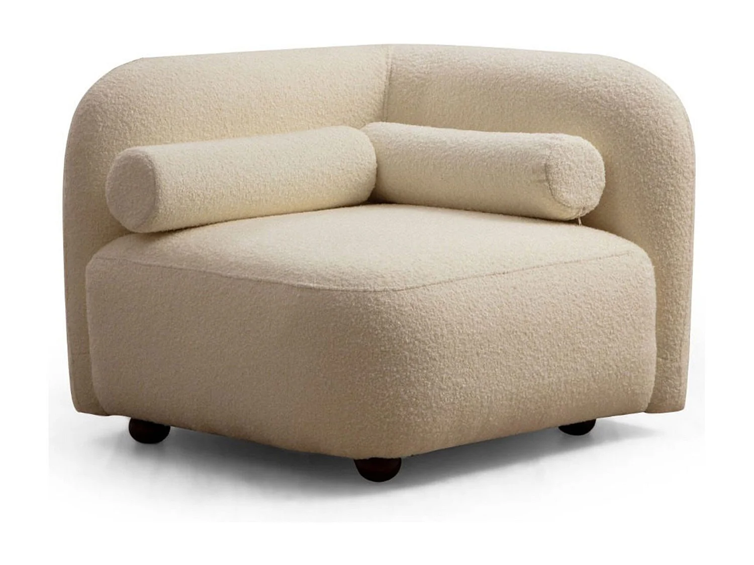 Poltrona moderna – 90x90x74 cm – creme – madeira de faia e nogueira