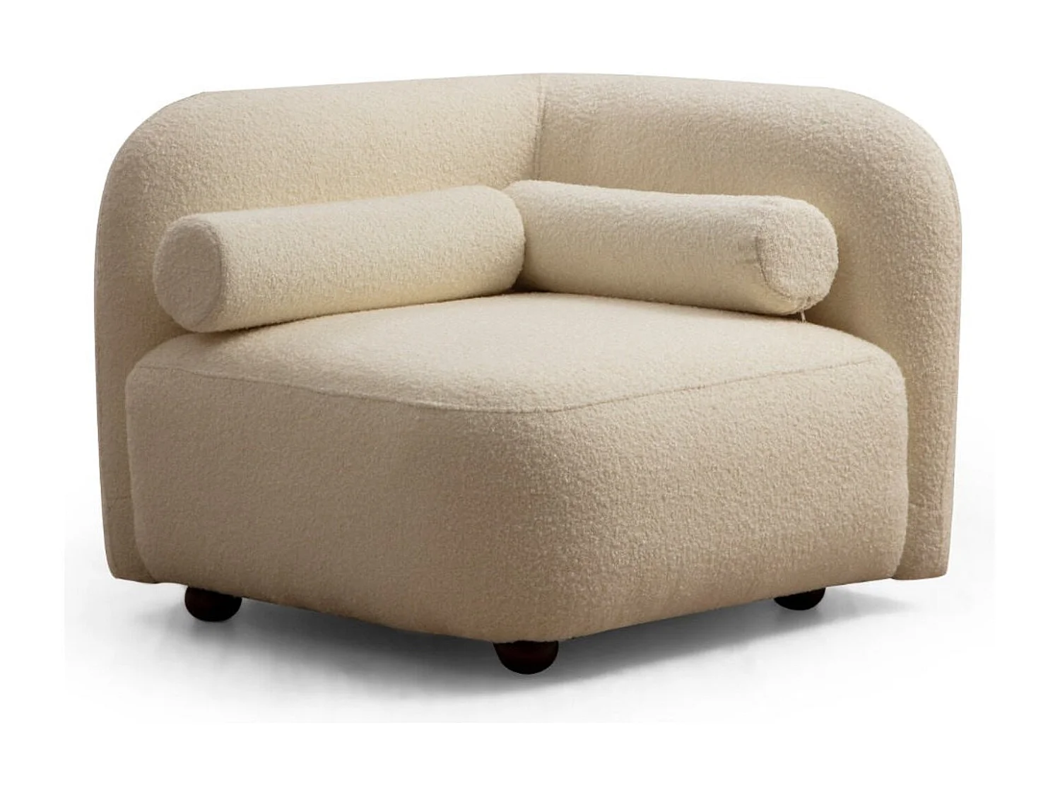 Poltrona moderna – 90x90x74 cm – creme – madeira de faia e nogueira