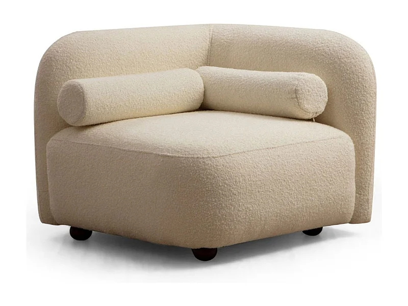 Poltrona moderna – 90x90x74 cm – creme – madeira de faia e nogueira