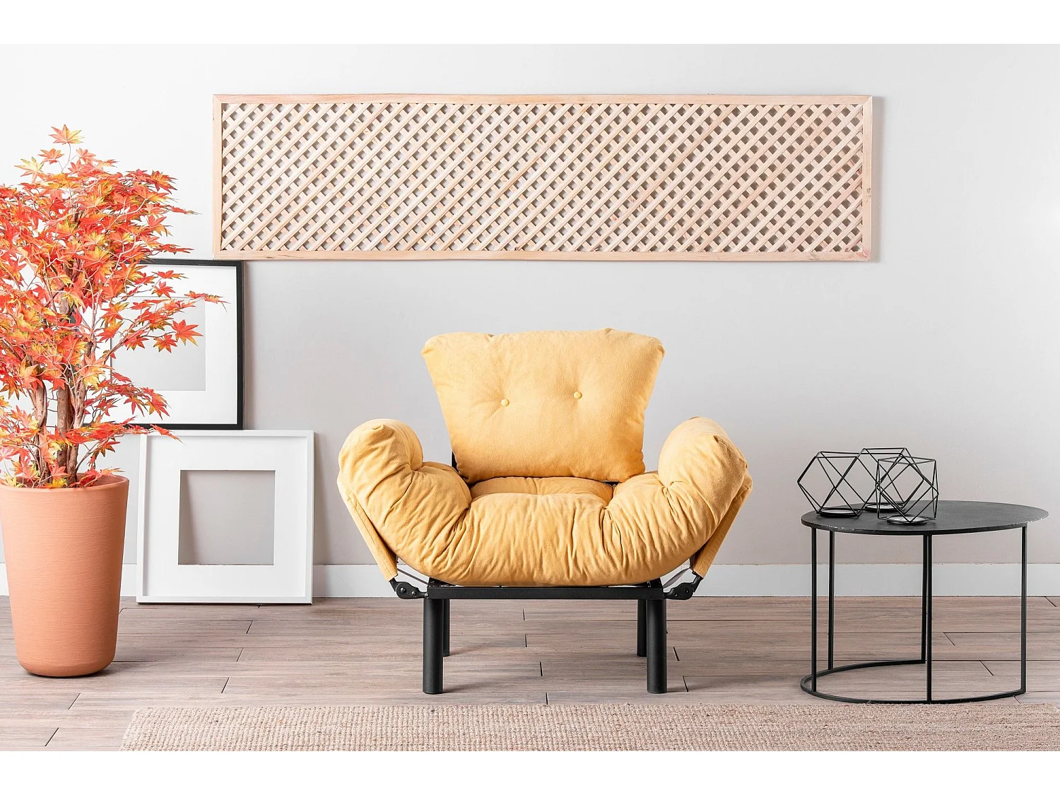 Fauteuil avec accoudoirs mobiles Tresa Velours Jaune vanille