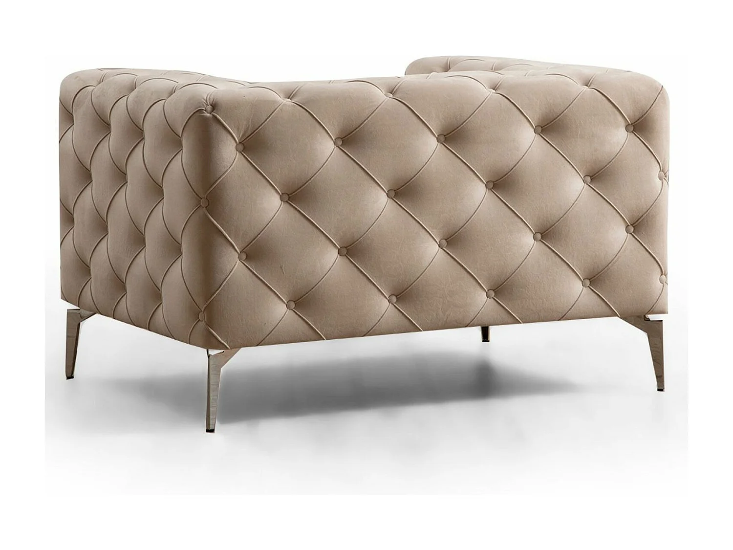 Fauteuil capitonné avec coussin Alykes Velours Beige clair