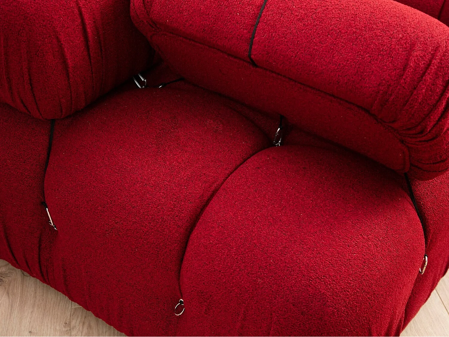 Sillón modular Altadena A105, Rojo, 75x95x95cm, Tapiz, Patas: Plástico