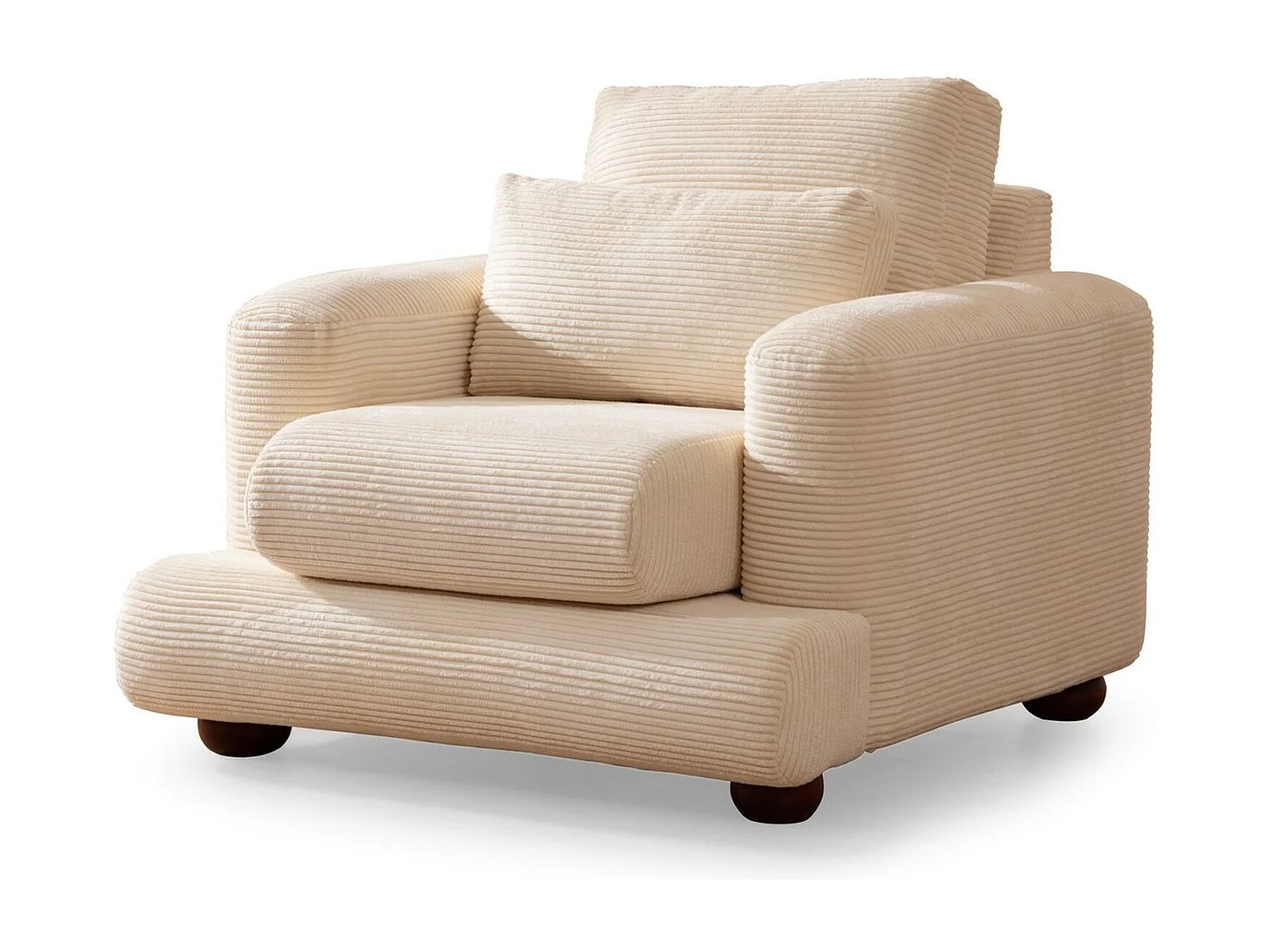 Sillón Altadena 411, De color marrón claro, 90x100x105cm, Tapiz, Patas: Madera