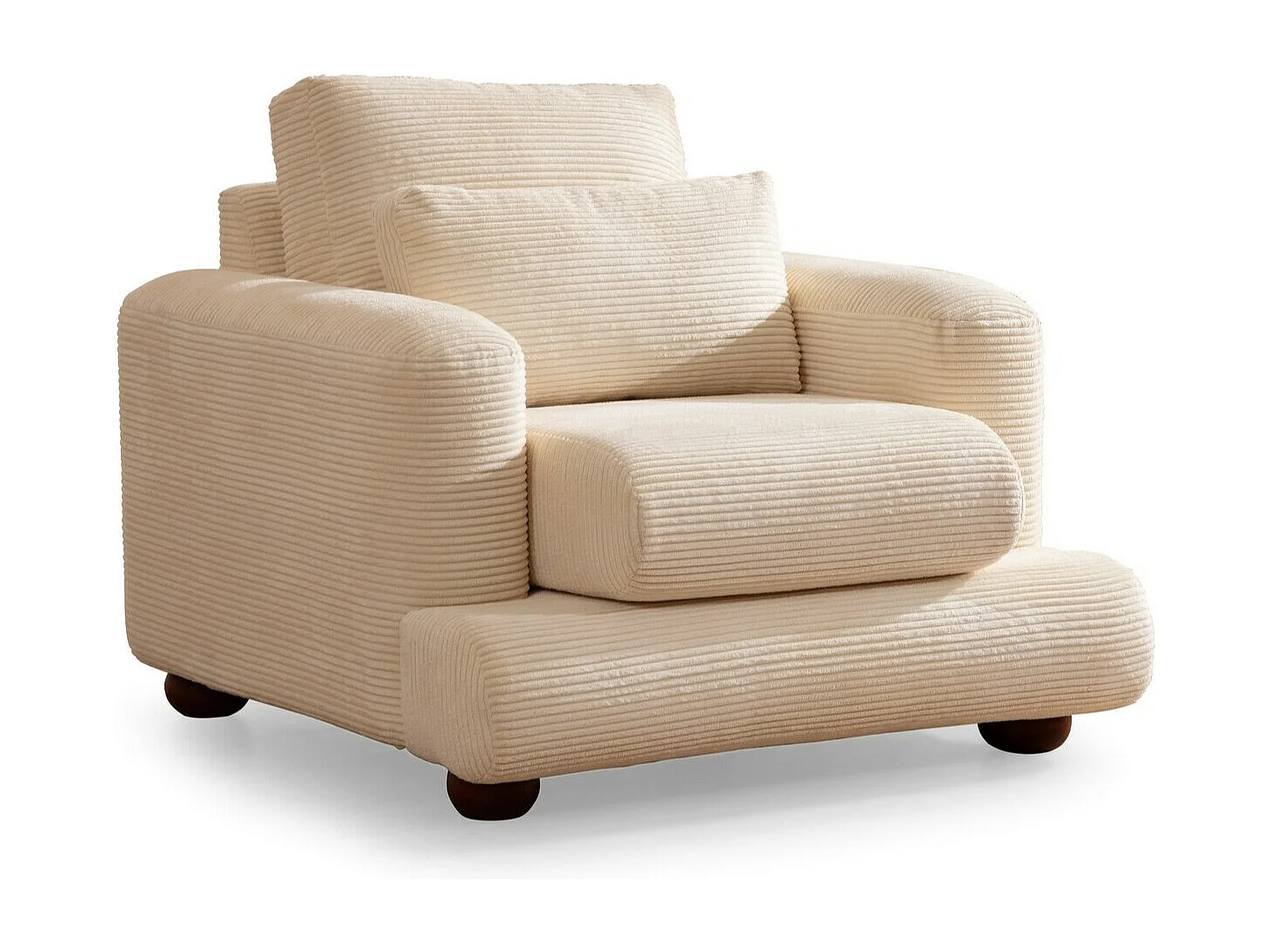 Sillón Altadena 411, De color marrón claro, 90x100x105cm, Tapiz, Patas: Madera