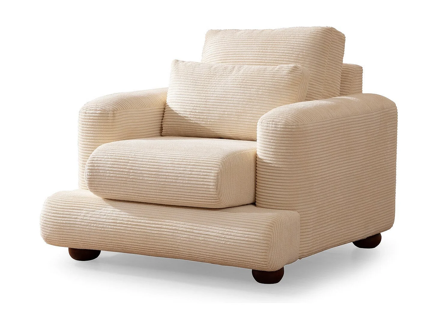 Sillón Altadena 411, De color marrón claro, 90x100x105cm, Tapiz, Patas: Madera