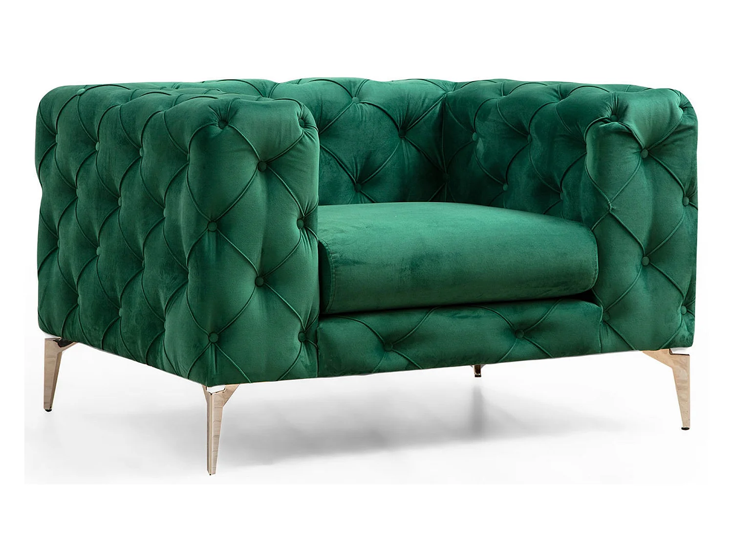 Fauteuil capitonné avec coussin Alykes Velours Vert