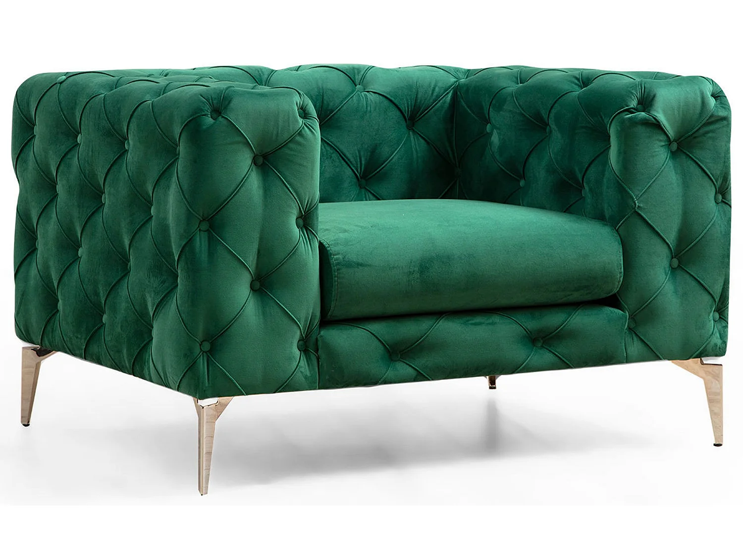 Fauteuil capitonné avec coussin Alykes Velours Vert