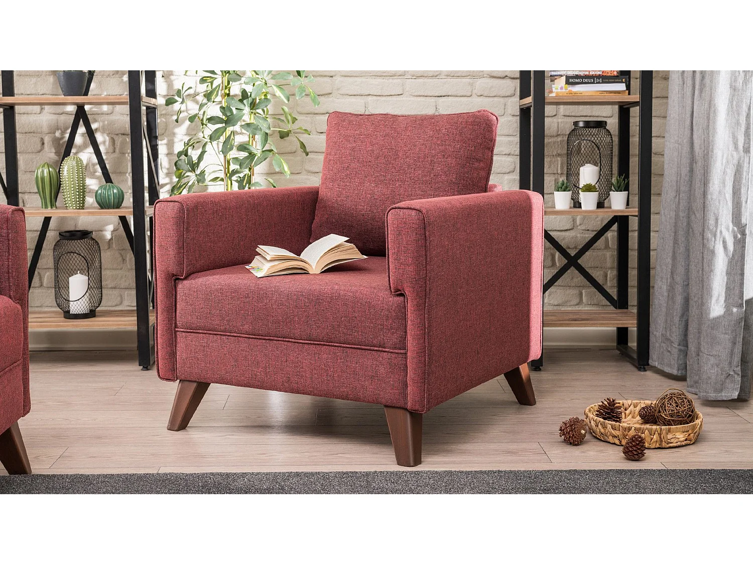 Fauteuil Hermoso Tissu Bordeaux