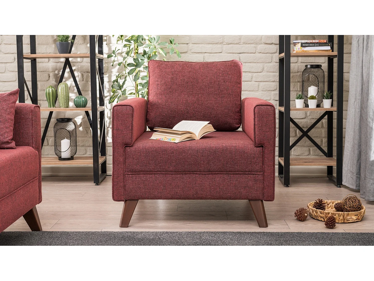 Fauteuil Hermoso Tissu Bordeaux