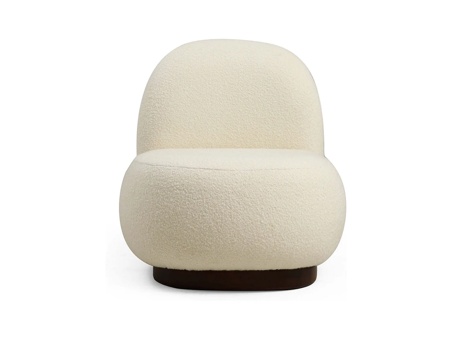 Elegante fauteuil, wit bouclé, 74 x 85 x 75 cm | Frame van beukenhout en spaanplaat, 100% polyester, poten van walnoothout | Perfect om te d