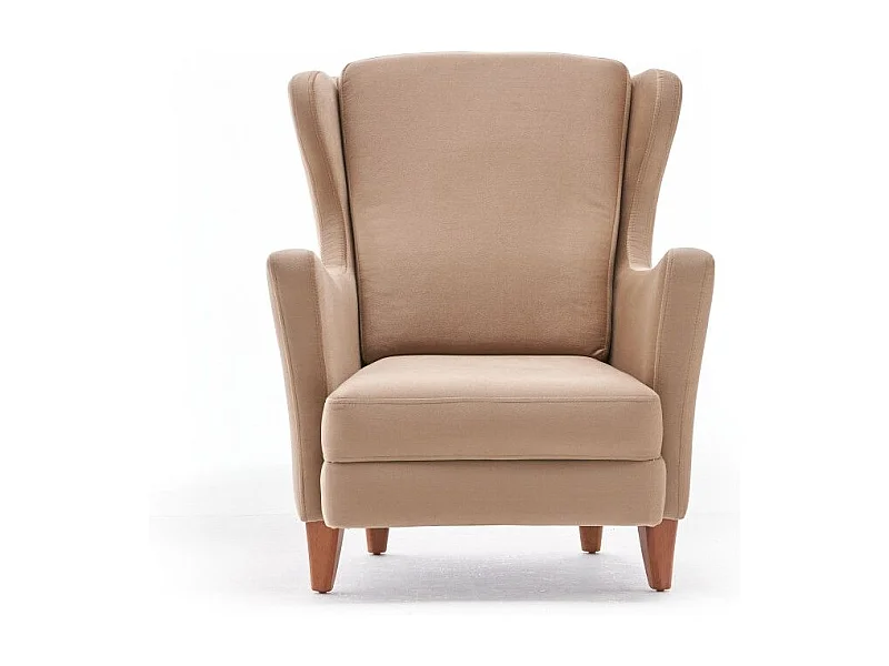 Sillón Altadena 471, De color marrón claro, 98x77x80cm, Tapiz, Patas: Madera