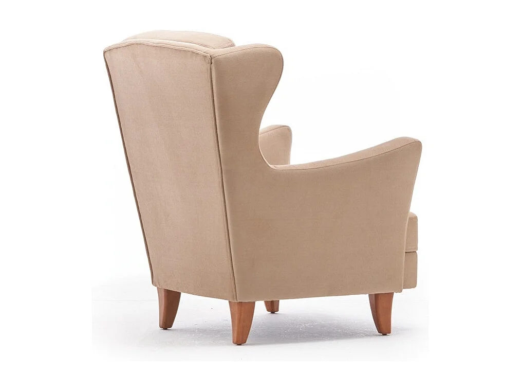 Fauteuil Fernanda Bois massif Naturel et Tissu Blanc clair