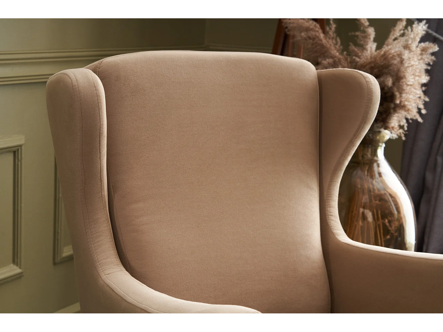 Fauteuil Fernanda Bois massif Naturel et Tissu Blanc clair