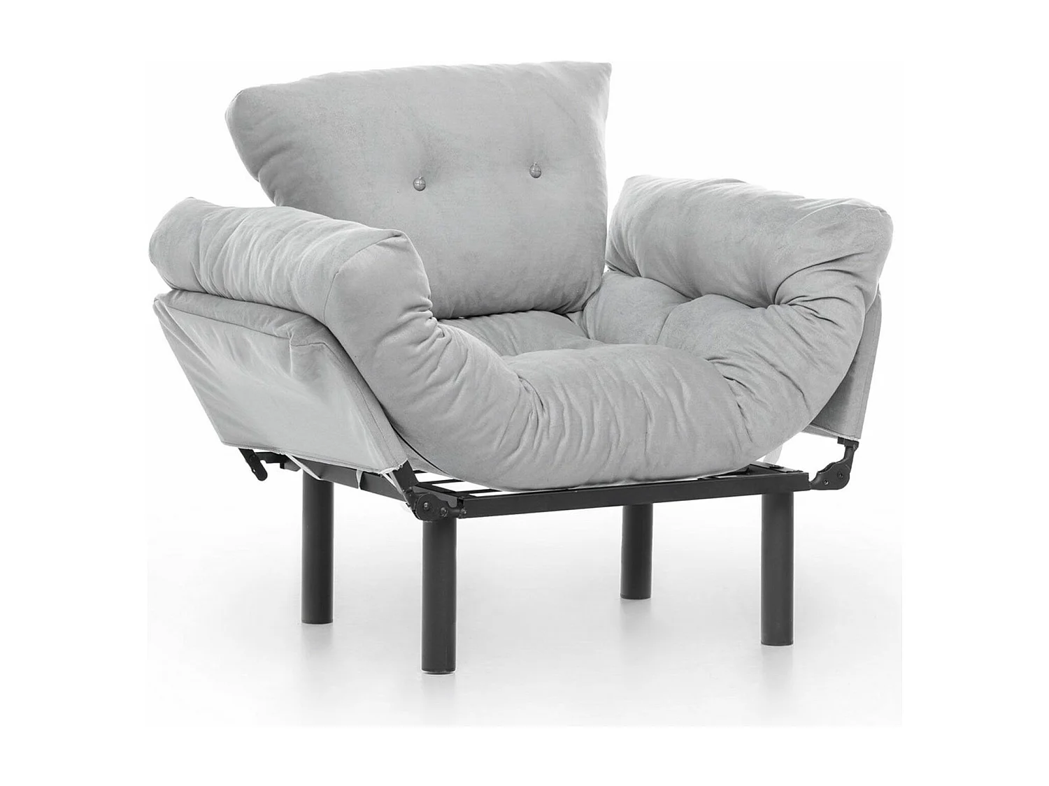Fauteuil avec accoudoirs mobiles Tresa Velours Gris clair