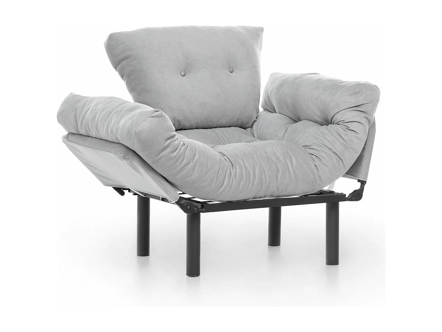 Fauteuil avec accoudoirs mobiles Tresa Velours Gris clair
