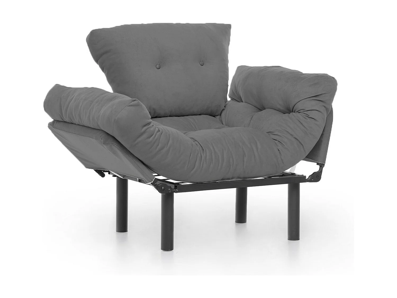 Fauteuil avec accoudoirs mobiles Tresa Velours Gris clair