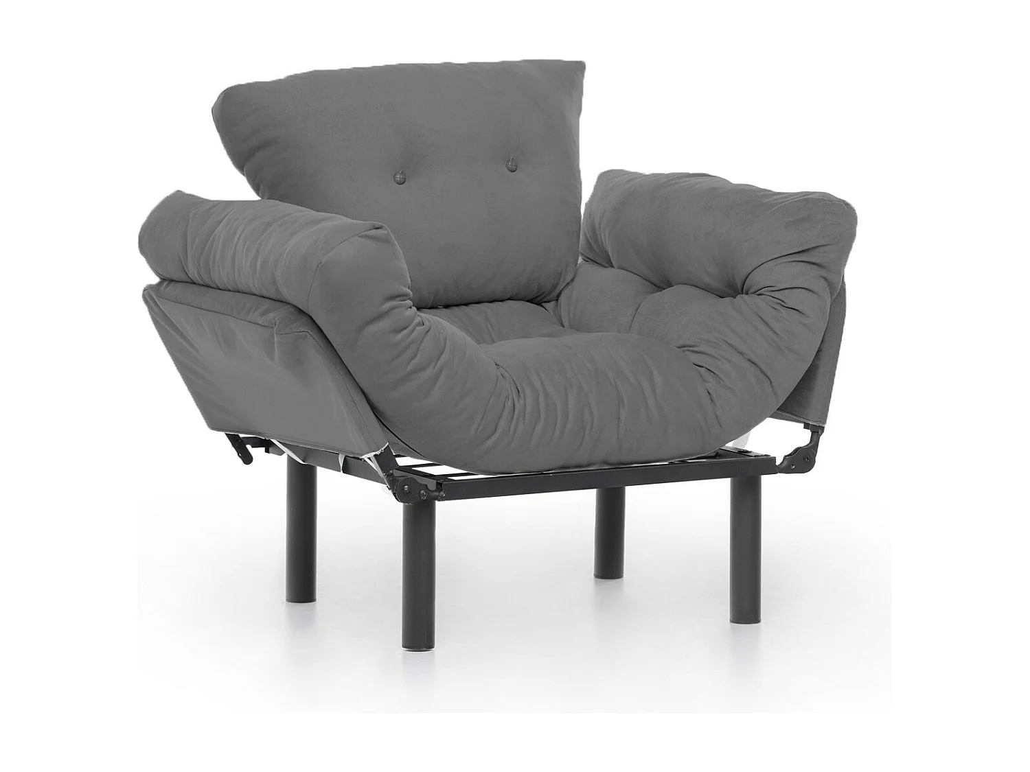 Fauteuil avec accoudoirs mobiles Tresa Velours Gris clair