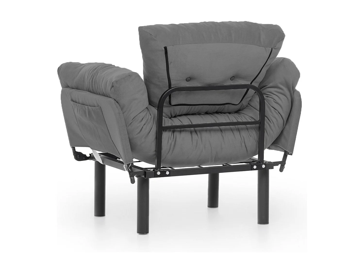 Fauteuil avec accoudoirs mobiles Tresa Velours Gris clair