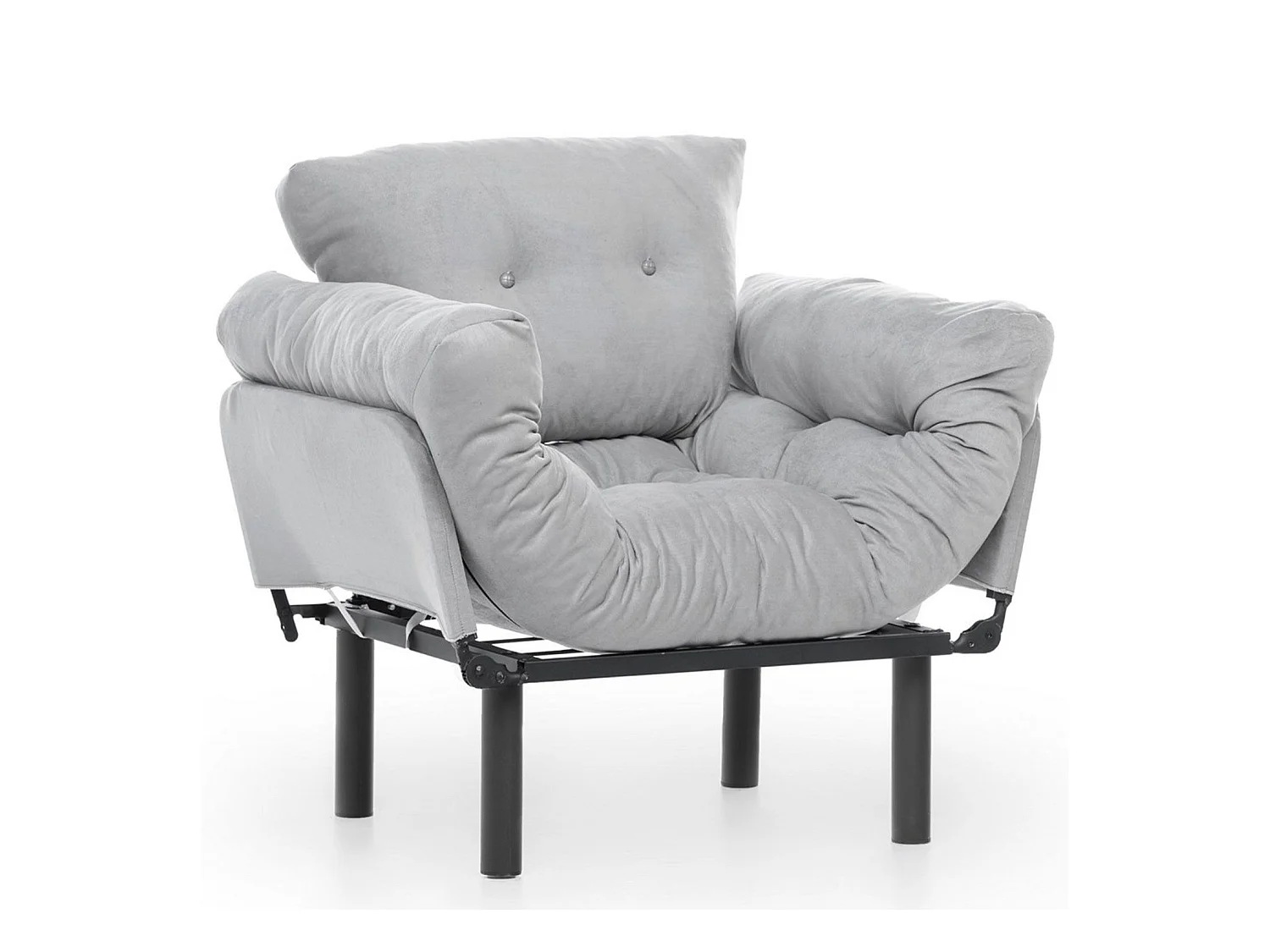 Fauteuil avec accoudoirs mobiles Tresa Velours Gris clair