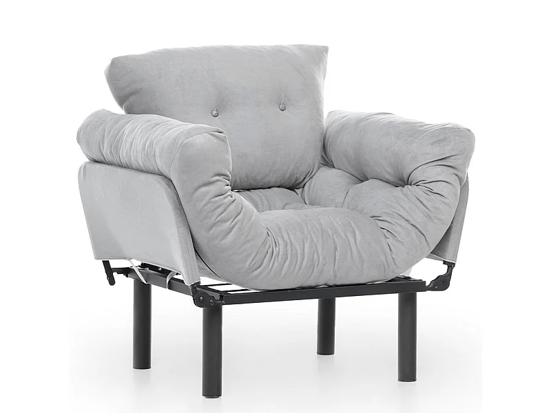 Fauteuil avec accoudoirs mobiles Tresa Velours Gris clair